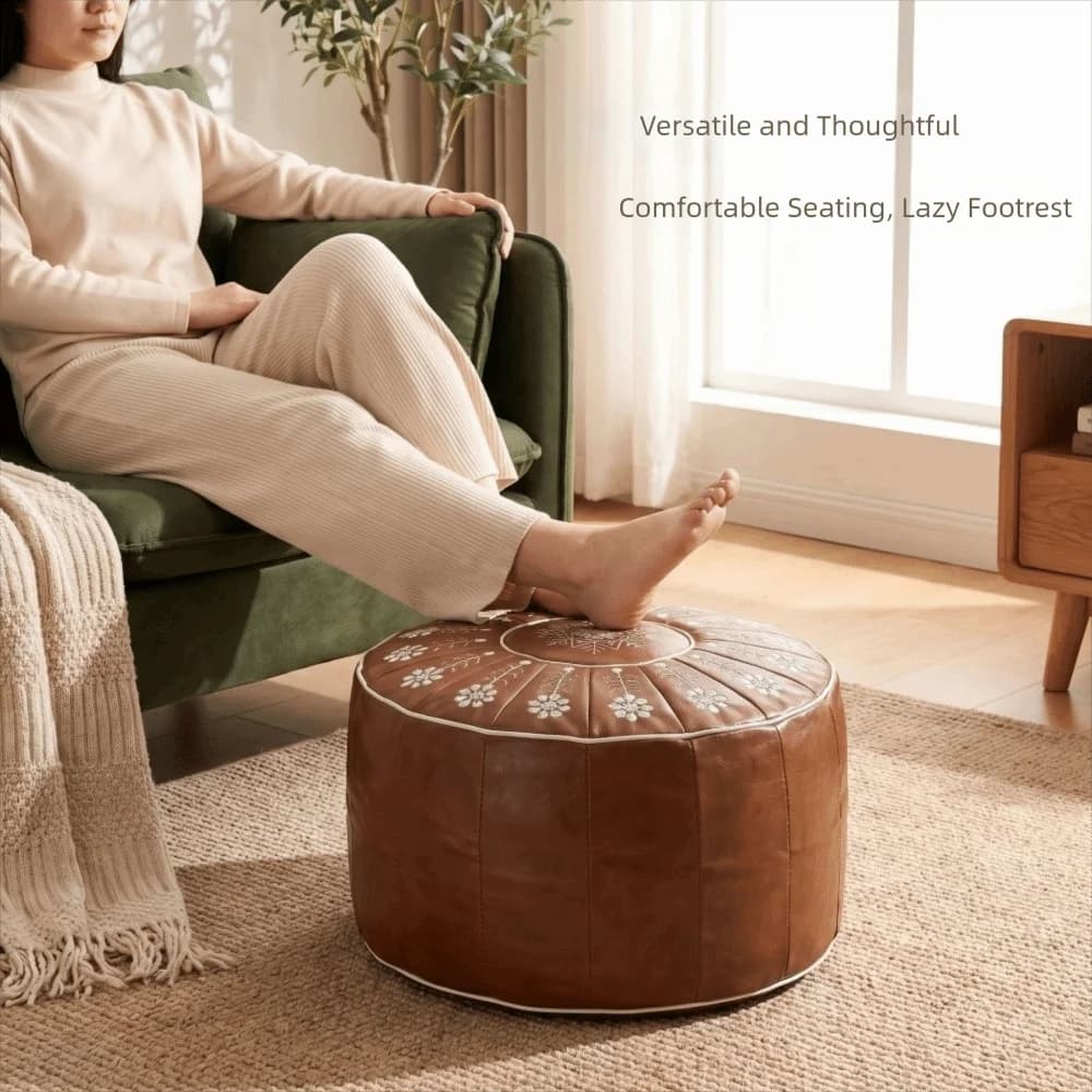 Round Seat Cushion Cover Waterproof Embroidery Sofa Stool Cover Unstuffed Large Capacity Pumpkin Pouf Cover Meditation Use
