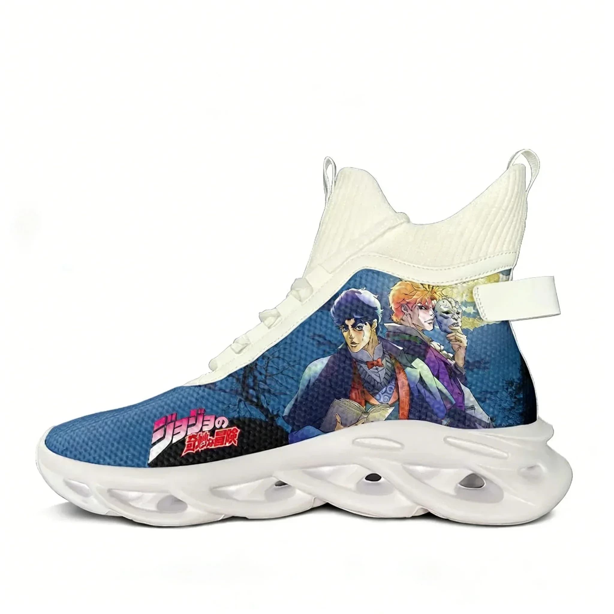 Jojo High Top Flats Sneakers Mens Womens Sport Running Shoe High Quality Sneakers Lace Up Mesh Footwear Anime Personalized Shoes