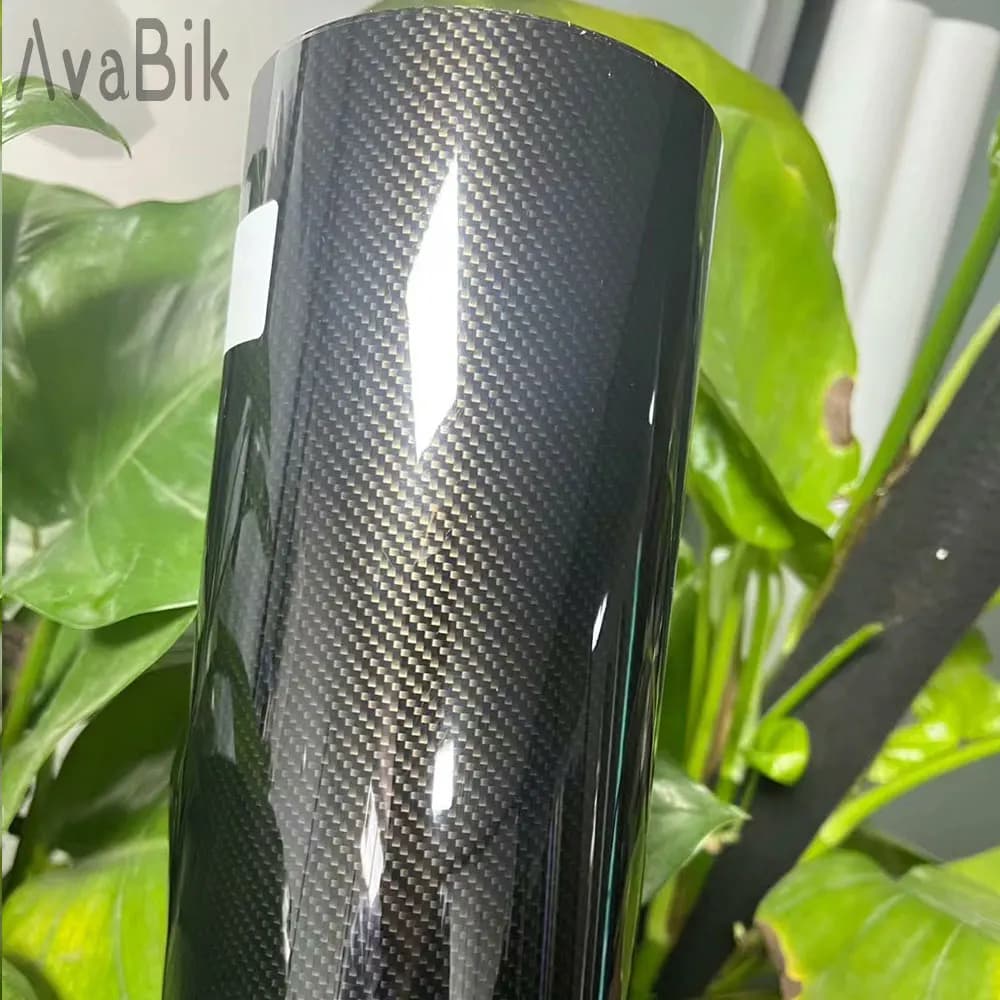 8D Gloss Nero Oro Fibra di carbonio Pellicola avvolgente in vinile Pellicola per auto Lamina per computer Pelle per auto Adesivo per carrozzeria Moto con rilascio d'aria