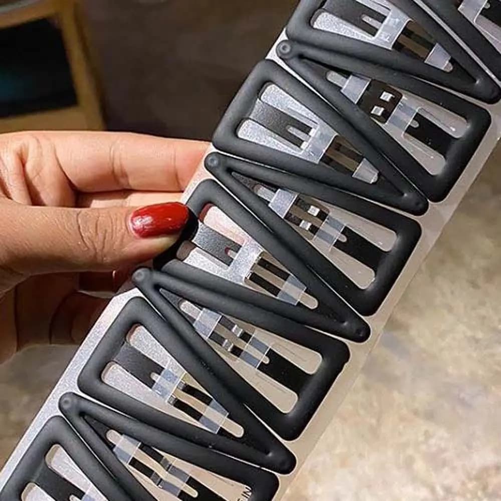 Women's Large Drop Hair Clip Set, Solid Color Blossom Clasps, Black Springs, Hair Drills