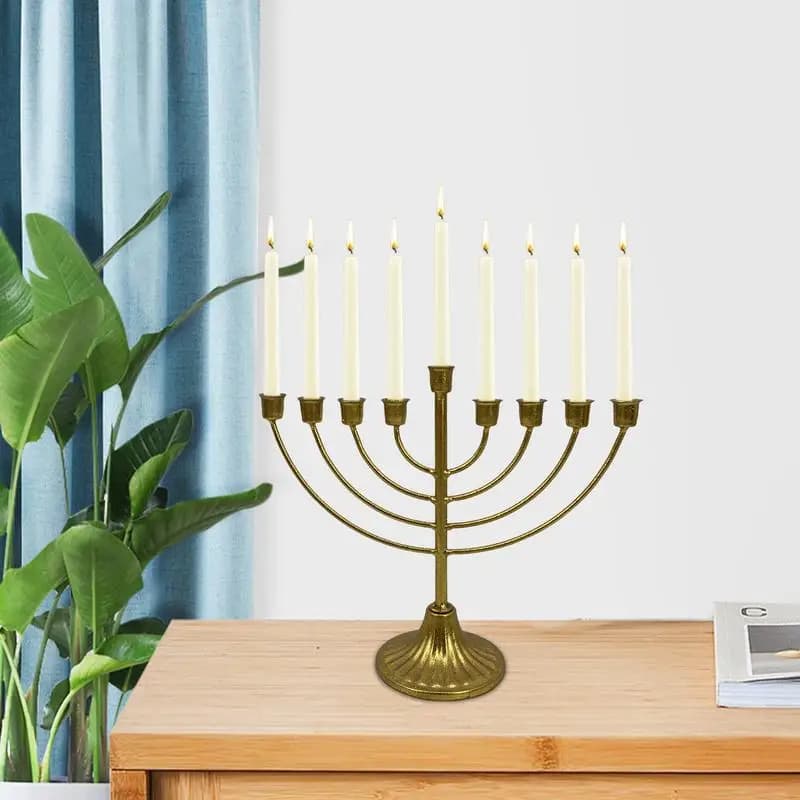 Jewish Candle Holder 7/9 Branch Candlestick Metal Candle Holder Hanukkah Candlestick Jewish Holders Menorah Stand Decorations