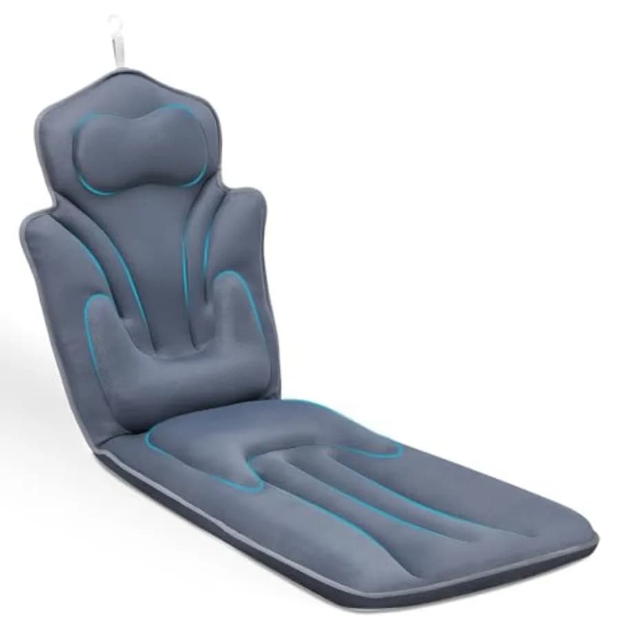 Ergonomic Full Body Bath Pillow for Bathtub, 5D Luxury Spa Cushion with 114 Non-Slip Suction Cups, Extra Long Thick Bath Pillow