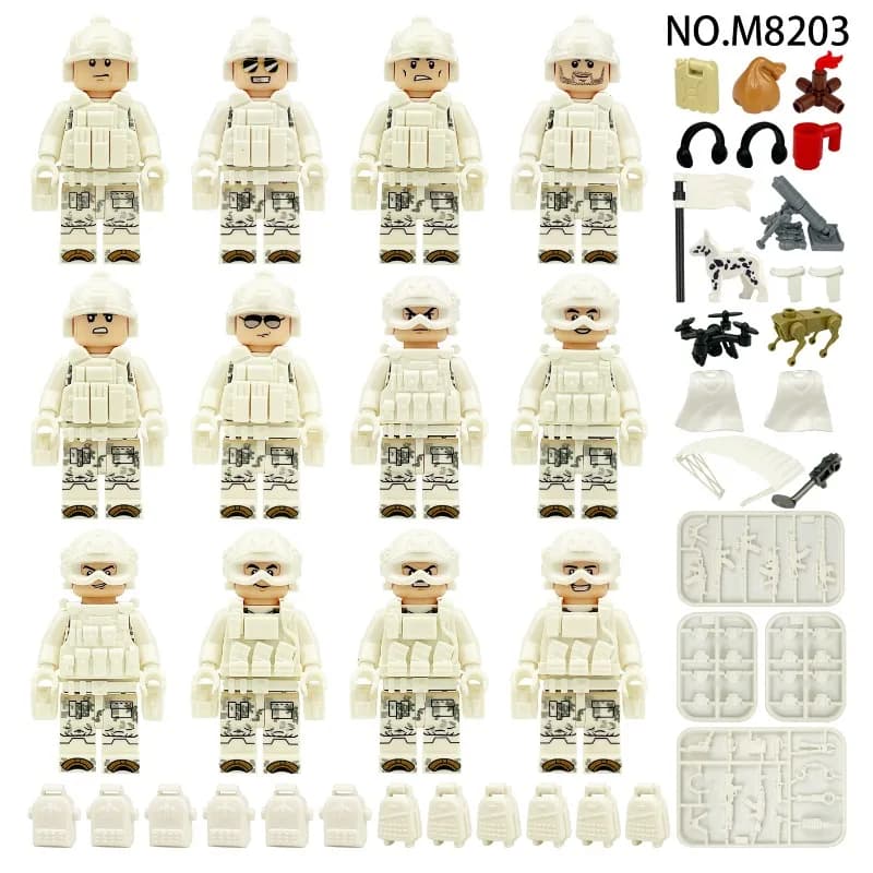 Mechanical dog M8203 Snow Leopard special forces human cross-border children assemble small particles building block toy drone