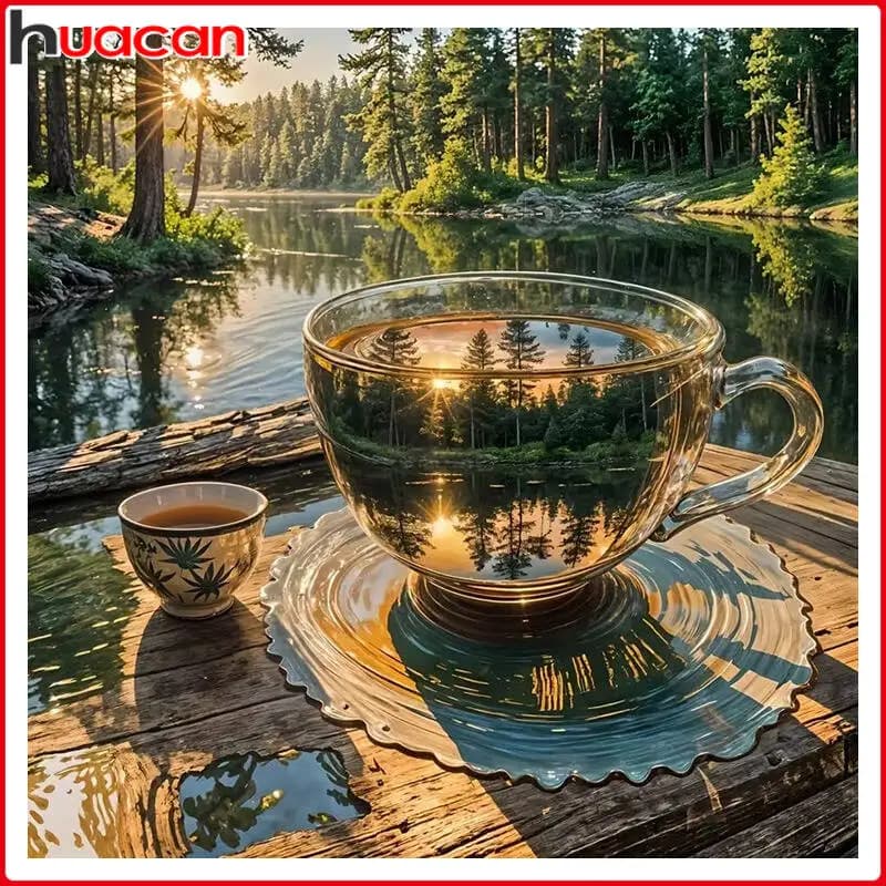 Huacan Creative Cup Diamond Painting Art Forest Landscape Natural Pattern Mosaic Cross Stitch Home Decor