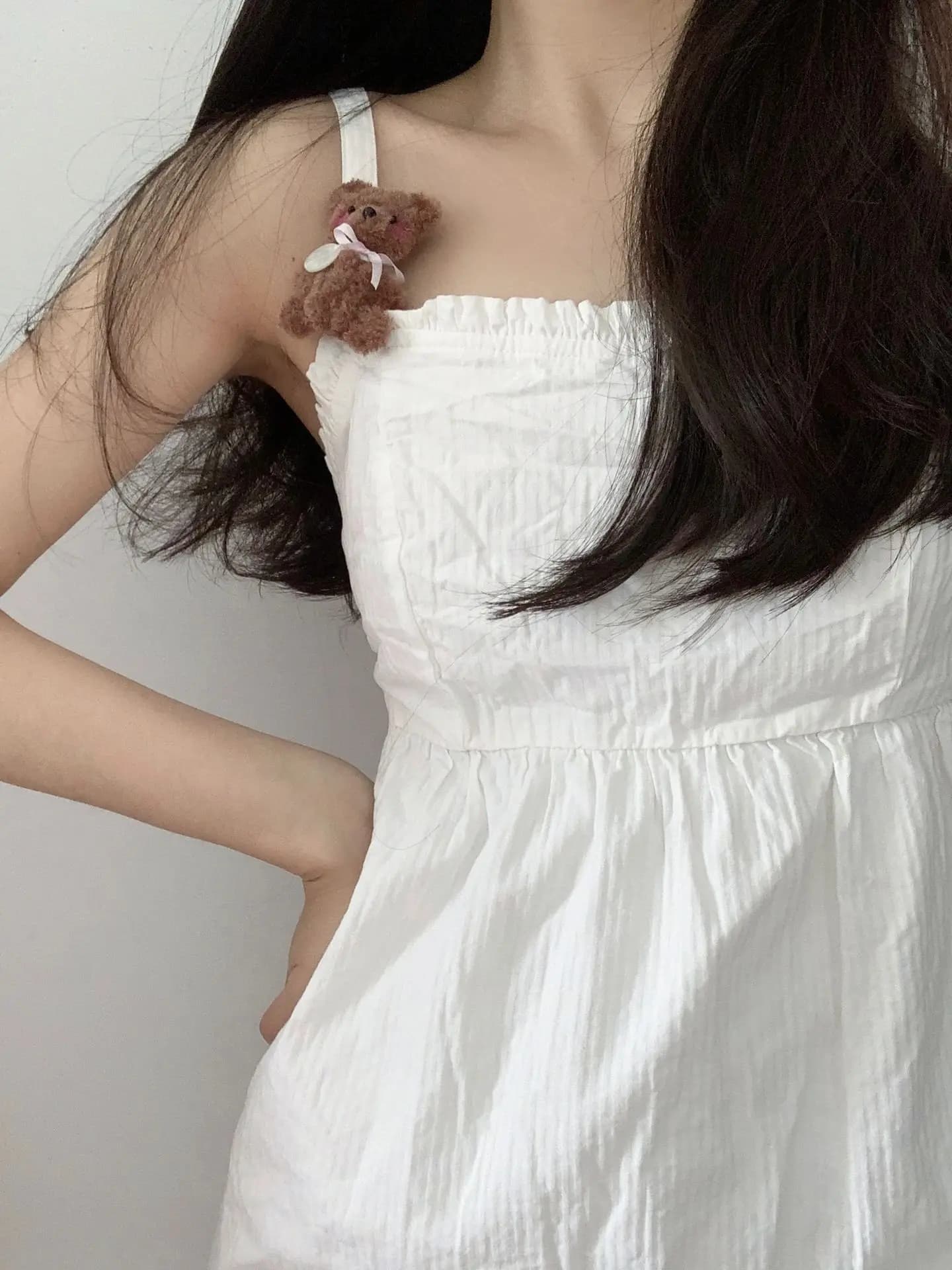 Abito lungo monopezzo da donna in cotone bianco con spalline, modello A-Line, stile First Love, nuovo 2023