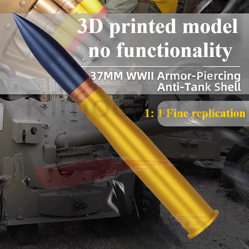 Modello di ornamento per appassionato dell'industria militare assemblato a mano statico della seconda guerra mondiale da 37 mm con stampa 3D