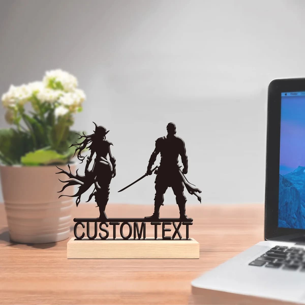 1pc Fashionable Personalized Custom Metal Statue Custom Content With Wooden Base Home or Office Decorations