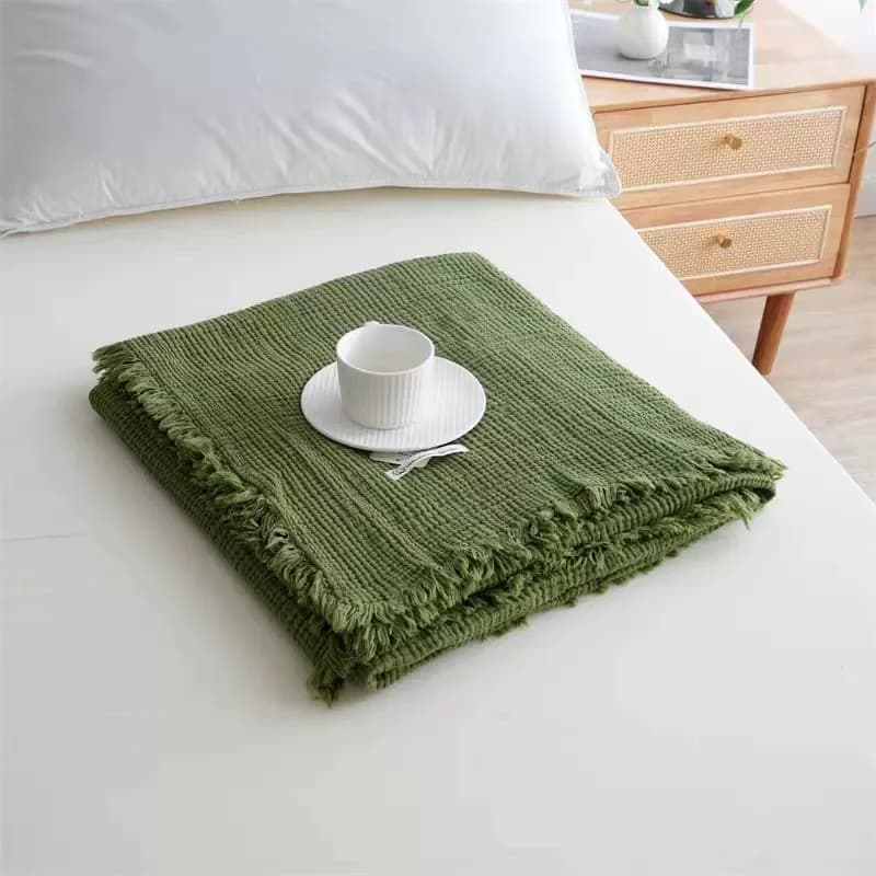 1PC 100% cotone divano nappa coperta delicata sulla pelle traspirante coperta da letto tinta unita regalo festivo scialle da viaggio coperte per la casa