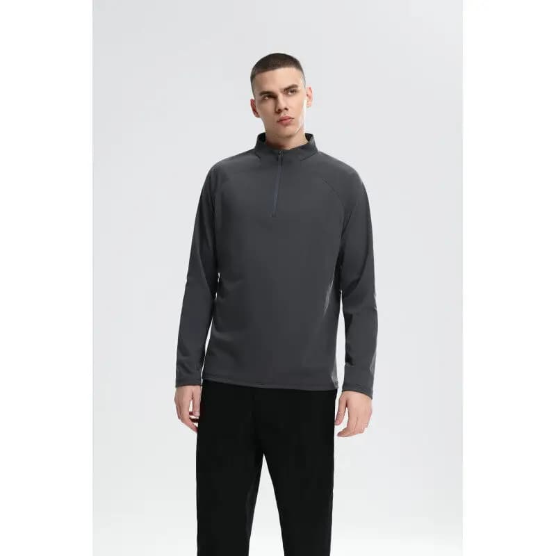 Men's Long Sleeve Compression Mesh for Running, Gym Top Sporty with Half Zip, Breathable and Fast Drying