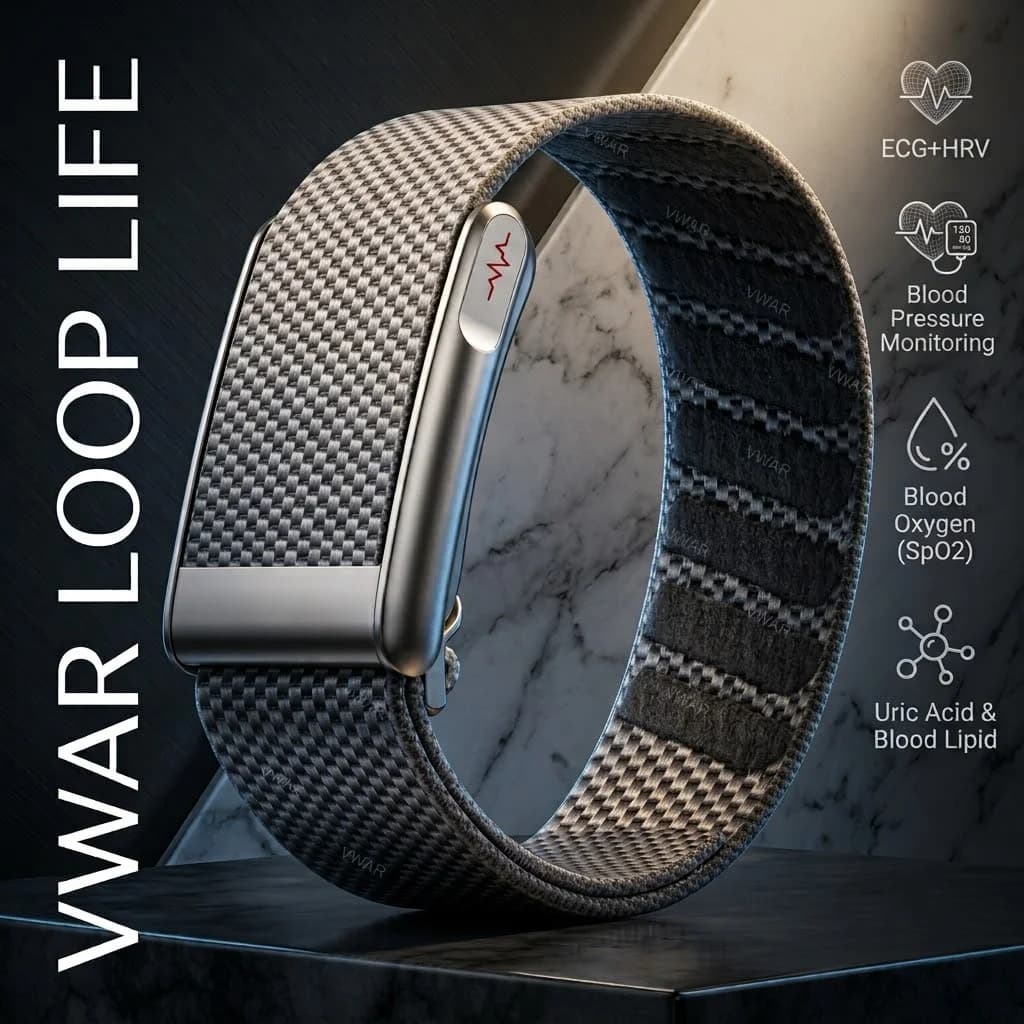 2026 NEW VWAR LOOP LIFE ECG Smart Bracelet Fitness Tracker Ultra-Light Real Time Blood Pressure SpO2 Uric Acid Blood Lipid Band