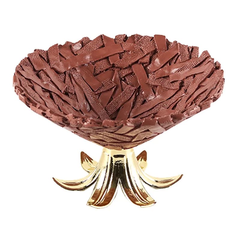 Arte astratta intrecciata nido d'uccello frutornamento modello casa luce lusso alto valore piede alto spuntino piatto di frutta secca ornamento