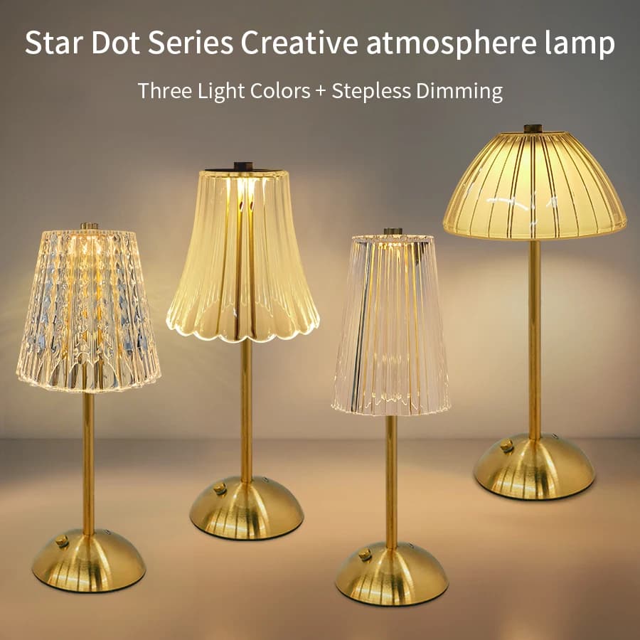 Rechargeable Crystal LED Table Lamp Tactile Sensor Night Light Reading Lamp Dimmable Table For Hotel Restaurant Bedroom Furniture