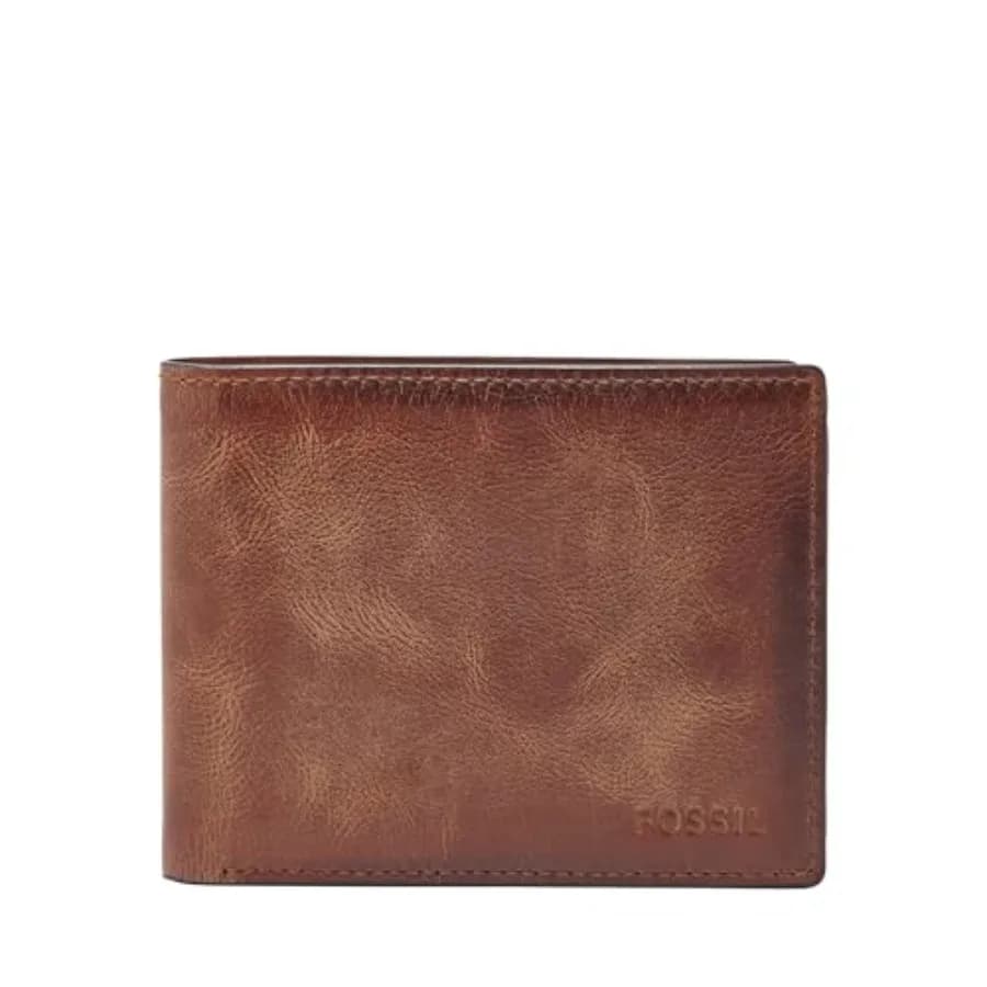 Portafoglio da uomo, portafoglio Derrick in pelle con blocco RFID, bifold con porta documenti a ribalta, marrone