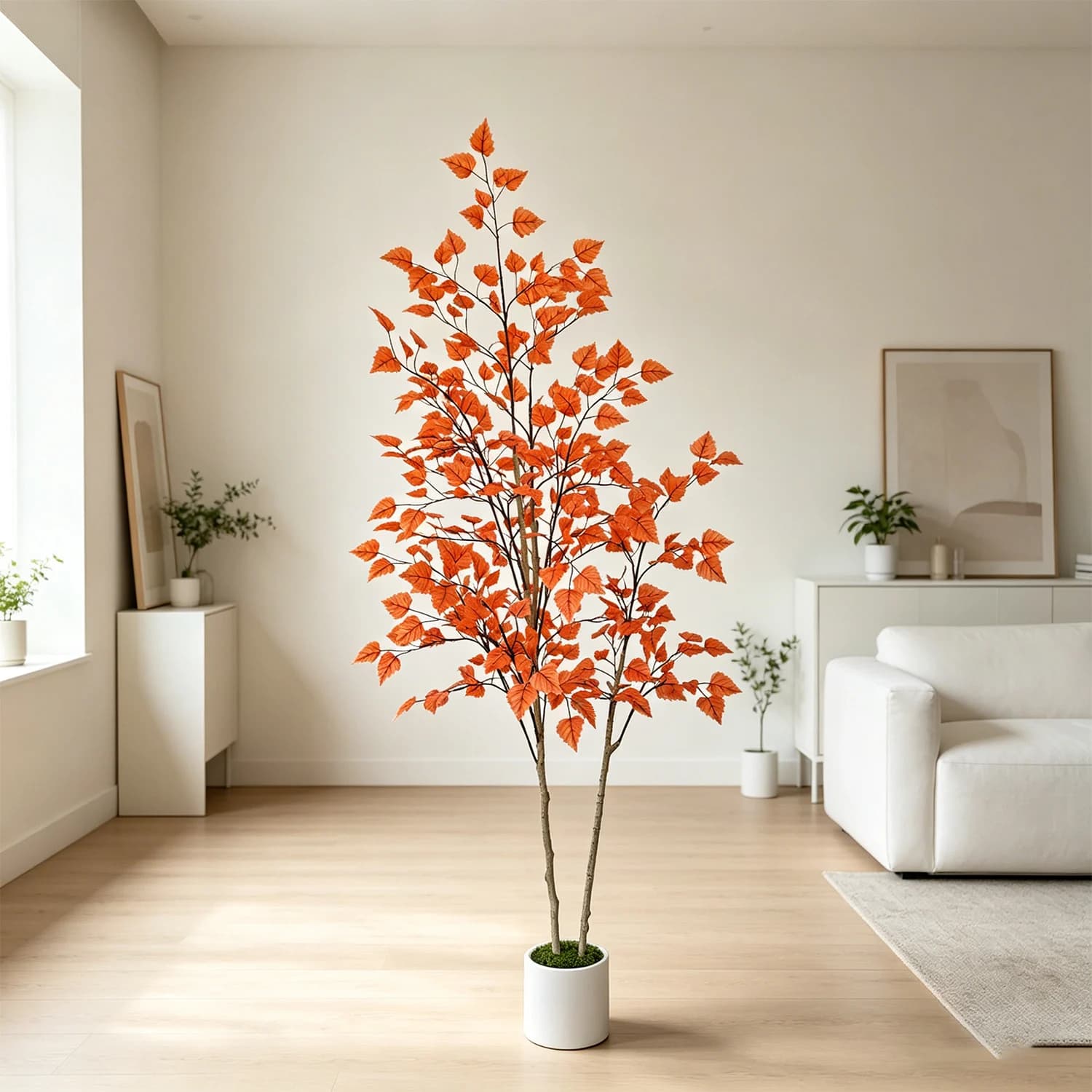 Albero di betulla artificiale a doppio tronco da 1,8 m, albero di betulla bianco finto realistico, pianta finta per decorazioni interne ed esterne di casa e soggiorno.