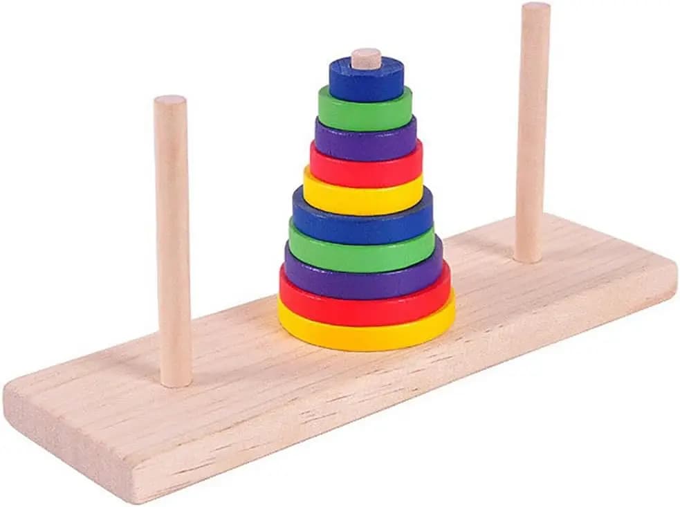 Torre di Hanoi in Legno Colorato a Dieci Piani, Gioco di Logica, Rompicapo Educativo