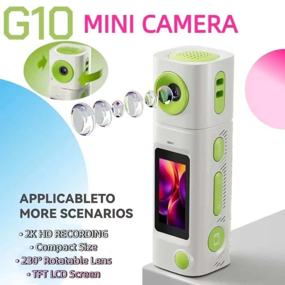 New Rotating Digital Camera G10 with Pollic Action, Lip Camera for High Definition and Video Recording, Keyring with Camera in Pollice