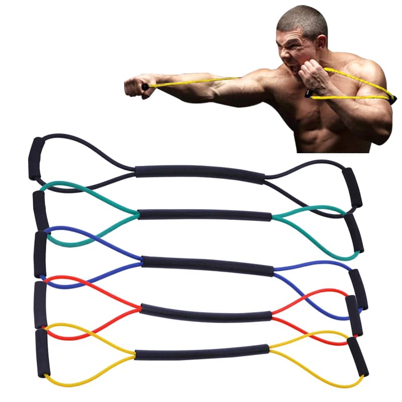 New 8-shaped Tension Rope Rubber Resistance Band Exercise Elastic Band With Handles Boxing Tension Belt For Leg Thigh HomeAcc