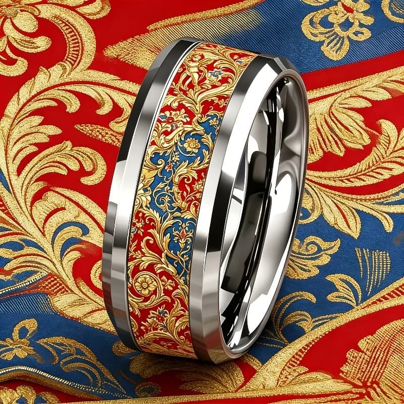 Retro Baroque style ring, luxurious, light luxury, niche luxury, versatile, personalized daily commuting banquet ring, classic steel 304L stainless steel material, suitable for men, women, children, and old, unique style