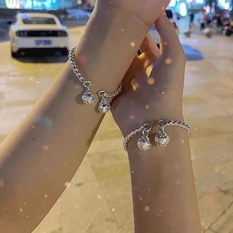 Charms 925 Silver Color Beautiful Bell Cuff Bangle For Woman Bracelets Fashion Party Wedding Jewelry