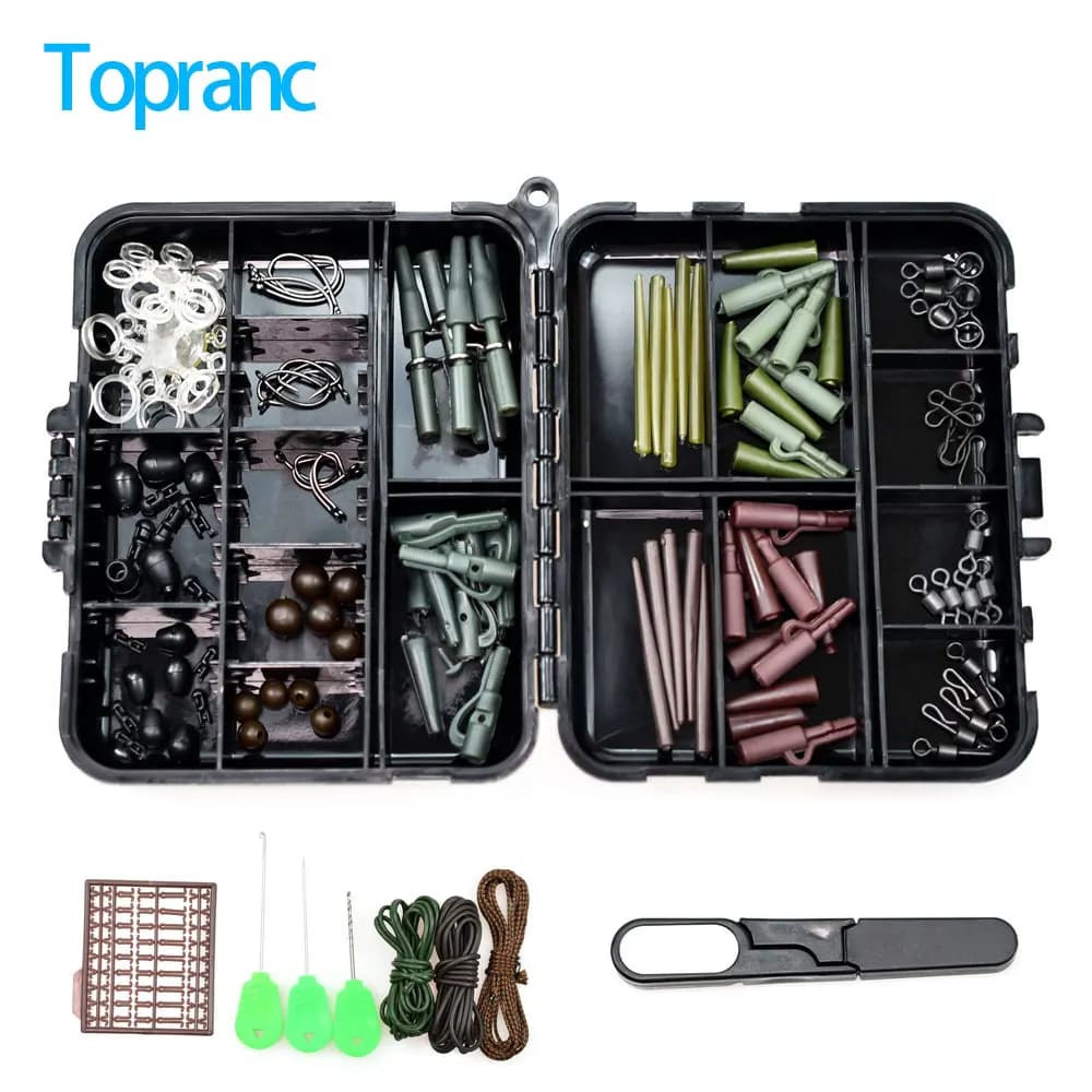 Set di Attrezzatura per Pesca alla Carpa Topranc, Accessori Completi per Terminal Rig, Clip per Piombi, Girelle e Perline