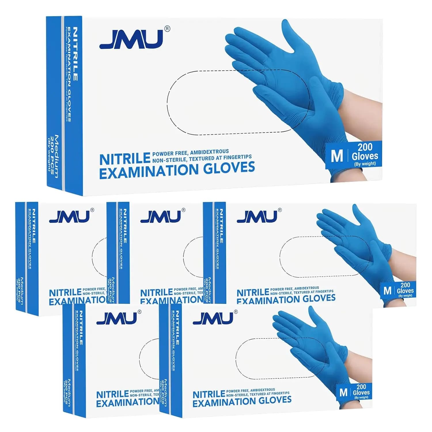 Guanti in Nitrile Blu, Taglia Media, 1200 Pezzi, 3.5 Mil, Senza Lattice e Senza Polvere, Monouso per Uso Medico, Industriale e Quotidiano
