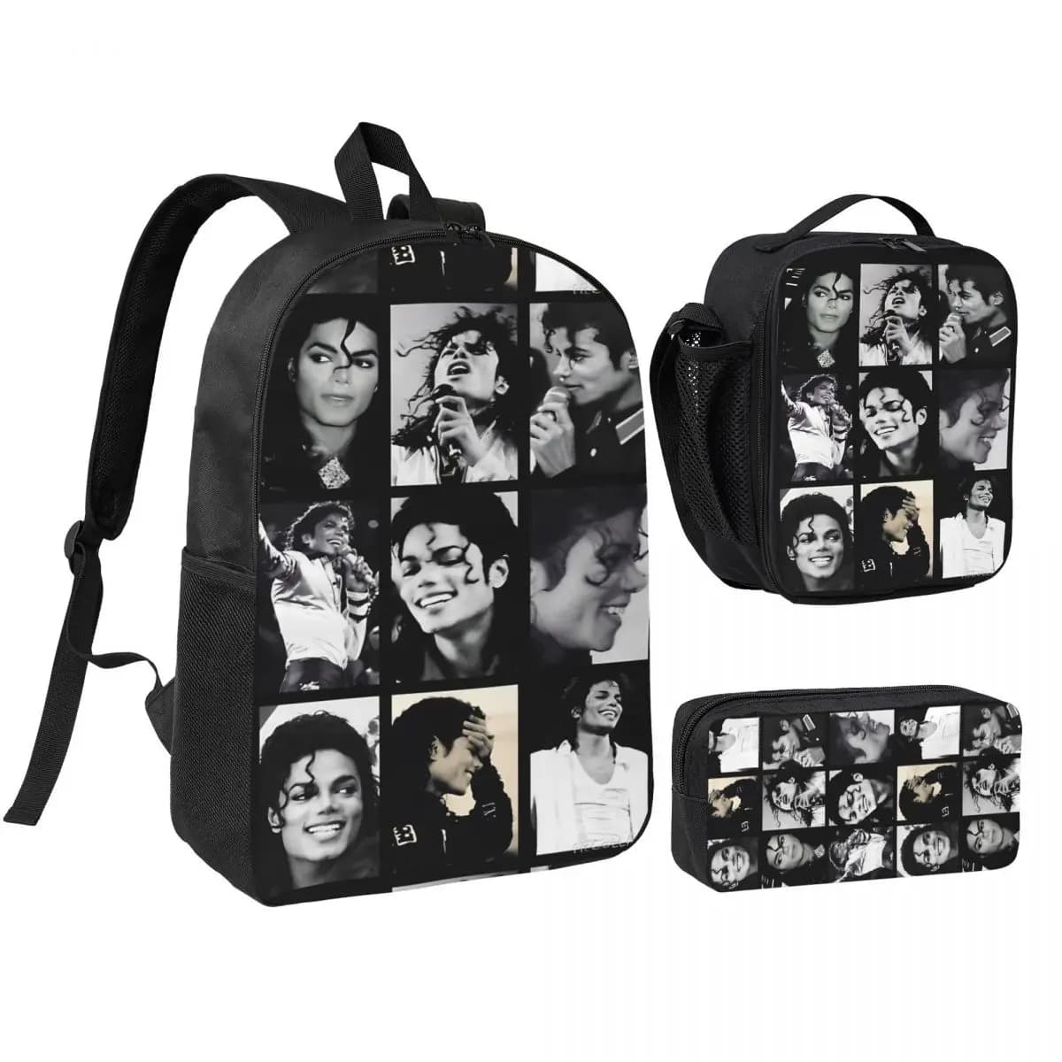 MJ Pop King 3pecs/set Backpack for Student Shoulder Bag Lunch bag Pencil Case