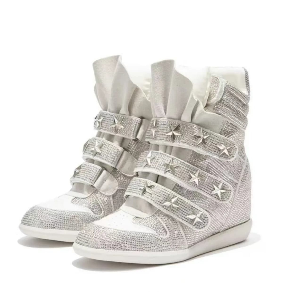 Women's Fashion High-Top Boots Sparkly Design Thick Soles Women's Sneakers and Casual Shoes Height-increasing 5cm Women's Shoes