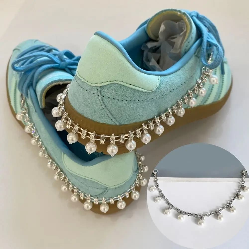 1pc Metal Star Pearl Shoe Charms Jewelry Fashion Canvas Board Shoes Chain Boots Sneaker Charms Chains Creative Shoe Decorations