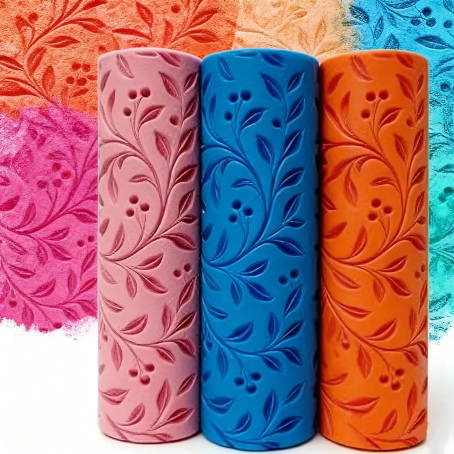 Rullo per Texture in Argilla 3D, Utilizzabile come Mattarello, Motivi Floreali e di Uccelli, Adatto per Ceramica e Strumenti Artigianali Fai-da-Te