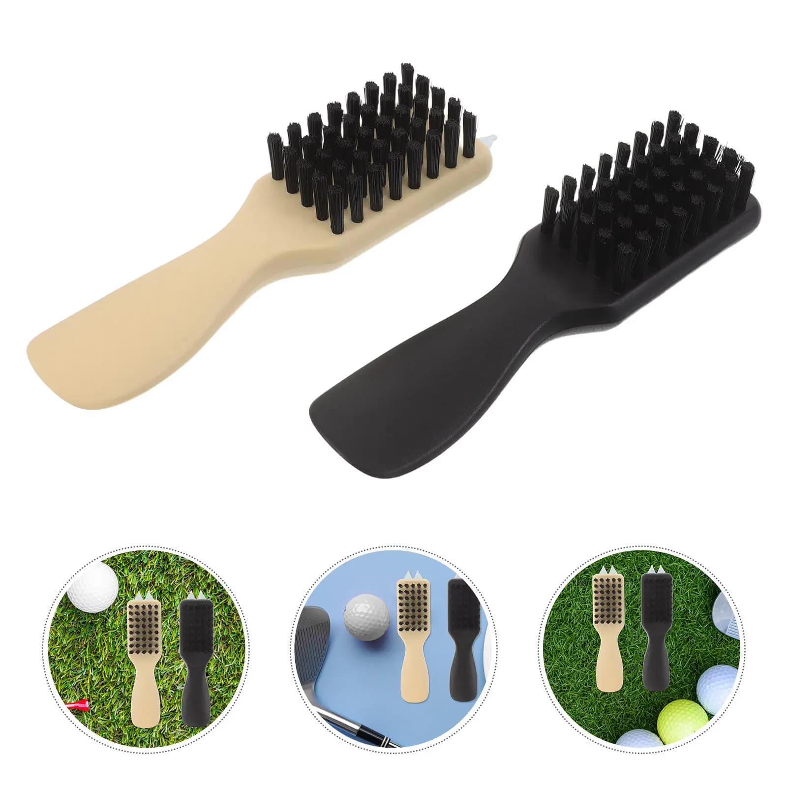 Set di 2 Spazzole Professionali per la Pulizia del Golf, Strumento a Doppia Faccia con Setole per Mazze, Scarpe, Tacchetti, Rimozione di Fango e Sporco dalle Scanalature, Portatile