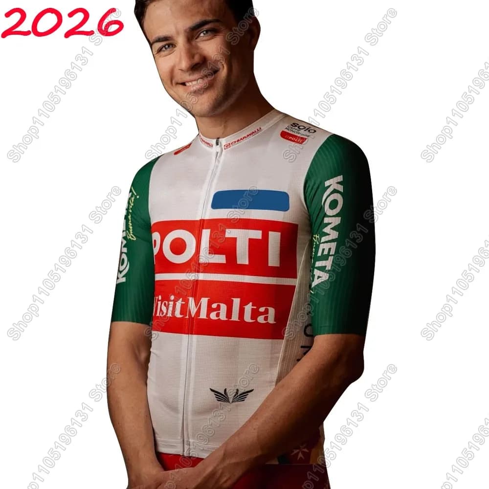 Polti Visitmalta 2026 Team Kometa Cycling Jersey Set Cycling Clothing Road Bike Shirts Bicycle Jumpsuit Shorts with MTB Ropa Maillot straps