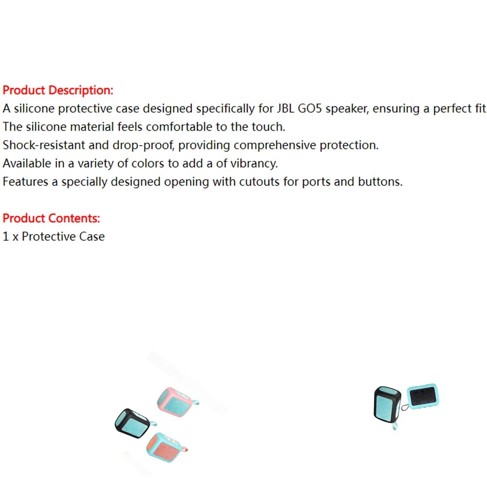Custodia in silicone per altoparlante Bluetooth portatile JBL GO5, cover protettiva con laccetto, custodia protettiva audio portatile per viaggi all'aperto