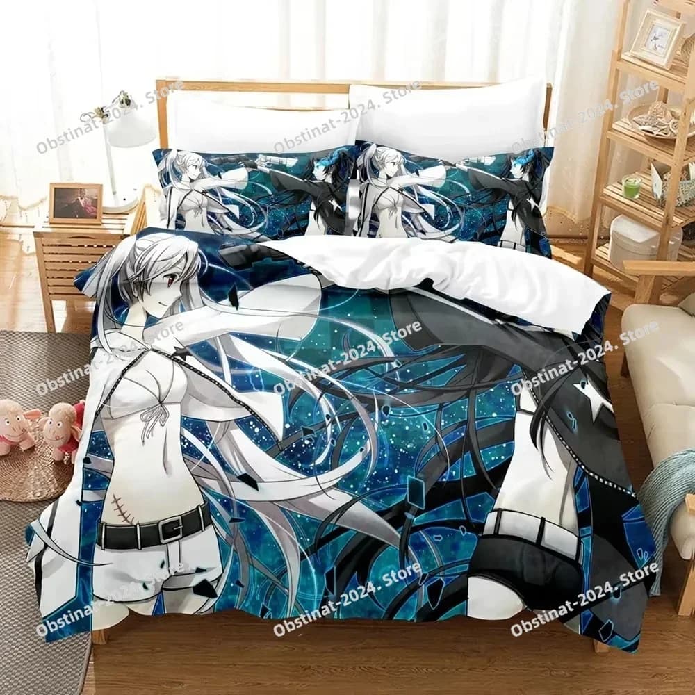 Black Rock Shooter Anime Set biancheria da letto Stampato singolo Piumino Trapunta Copripiumino Federa 3 pezzi Bambini Taglia adulto