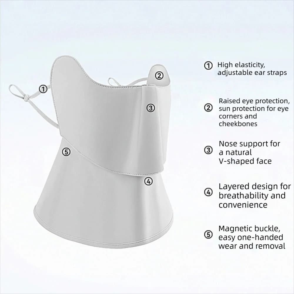 Maschera Elastica Estiva in Seta Ghiaccio Traspirante Stile Aperto Copriviso Velo Parasole Sciarpa Protettiva Solare Donna/Ragazza