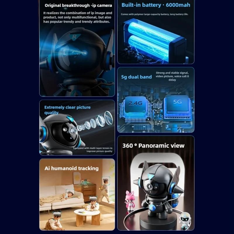 Telecamera IP da 5 MP Telecamera wireless WIFI Telecamera di sicurezza domestica Telecamera robot che piange per bambini Visione notturna interna Baby Monitor-ELEC