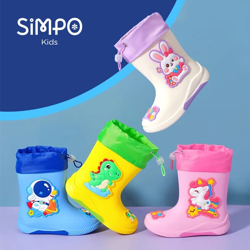 Durable Non-slip Children's Half Pulp Rain Boots With A Drawstring To Prevent Water Splitting High Quality Rubber Waterproof Shoes