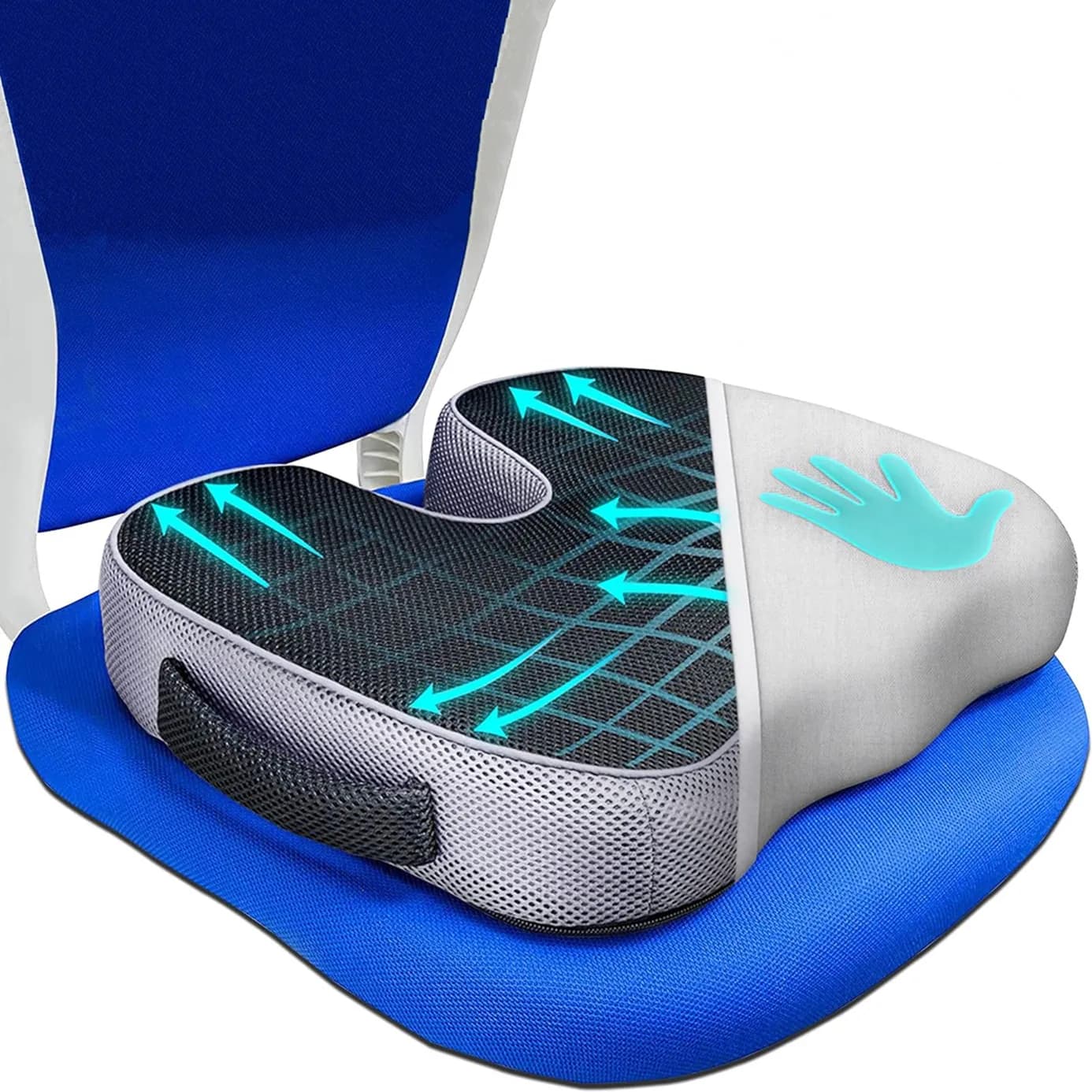 Cuscino Ergonomico Resistente alla Pressione e Traspirante con Imbottitura a Lento Ritorno e Superficie Curva Adattabile alle Fianchi