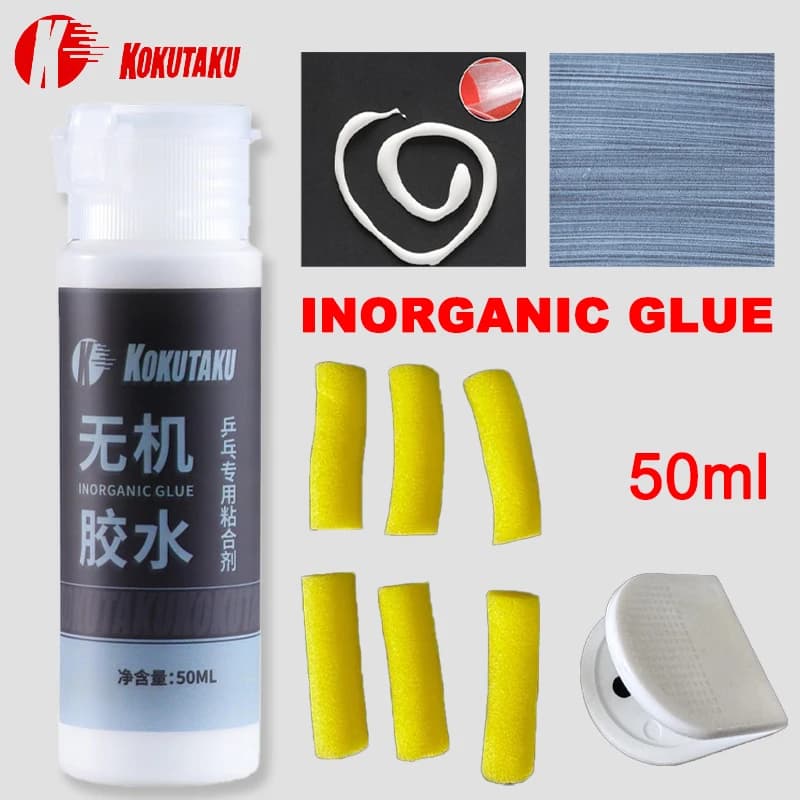 KOKUTAKU 50ML Colla Inorganica per Racchette da Ping Pong, Colla Professionale Idrosolubile per Gomme da Tennis da Tavolo
