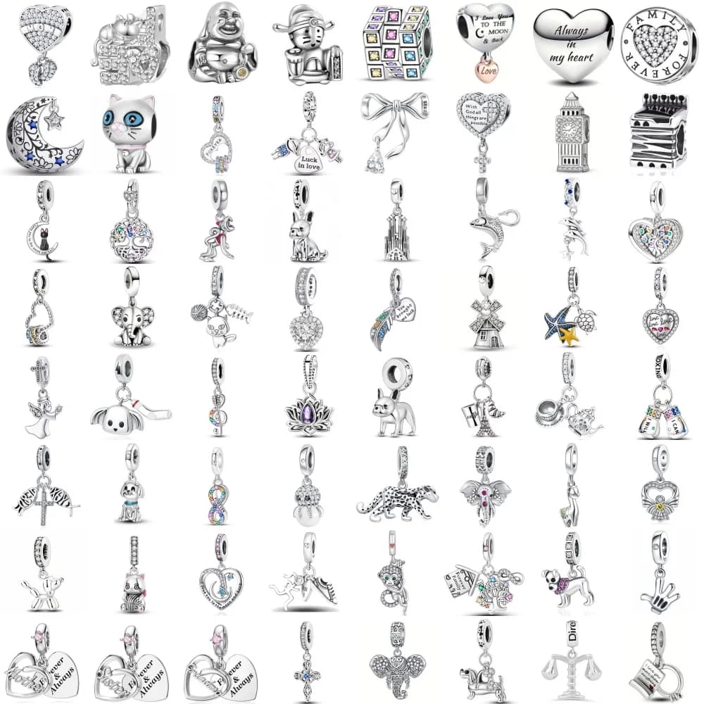 925 Silver Pendant in Moon Shape, Cat, Monkey, Elephant, Suitable for Original Bracelets, Fa-da-Te Accessories, Refine Jewelry