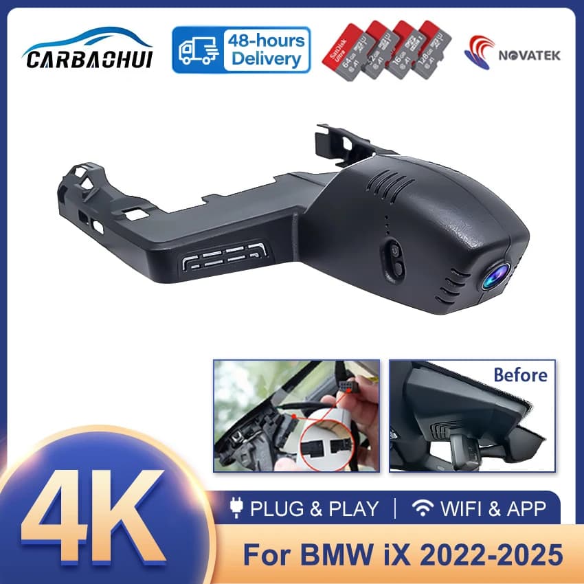 4K HD 2160P Plug and play Wifi Car DVR Video Recorder Dash Cam Camera For BMW iX / i4 / M60 2025 2024 2023 2022 APP Control