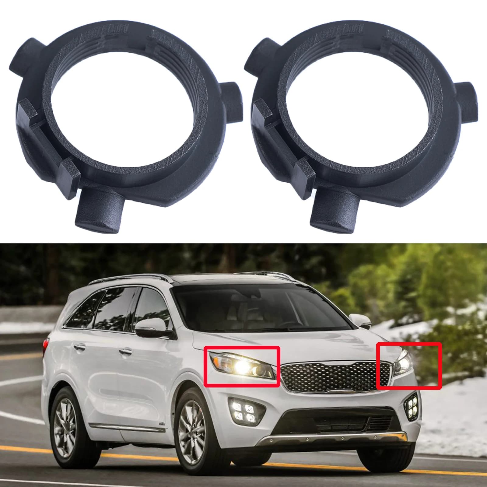 Adattatore lampadina 2X per Kia Sorento Sportage Sedona Carnival Optima Cerato Forte K3 K4 K5 H7 Supporto base faro LED