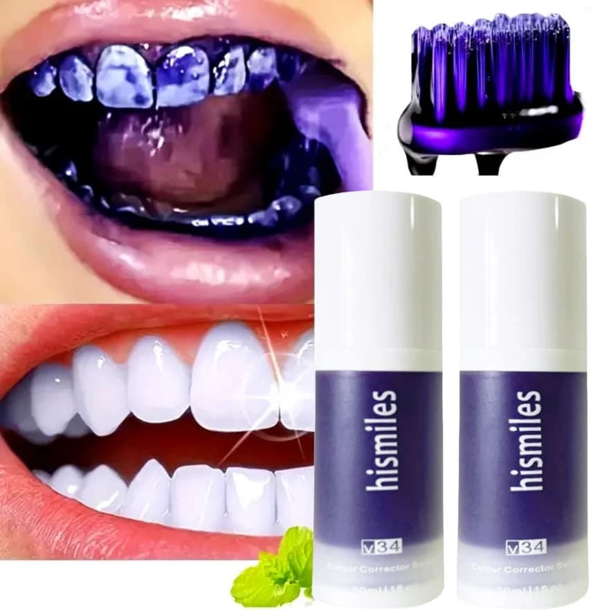 Purple Whitening Toothpaste Deep Cleaning Stain Removal Dentifrice Freshing Breath Oral Care Essentials for Home Daily Life 30ml