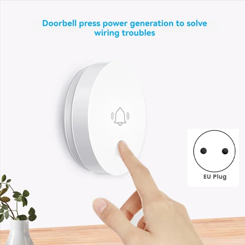 BNVN-Smart Campanello senza fili Campanello autoalimentato 36 suonerie integrate Senza batteria 150M Ricezione a lunga distanza Spina europea