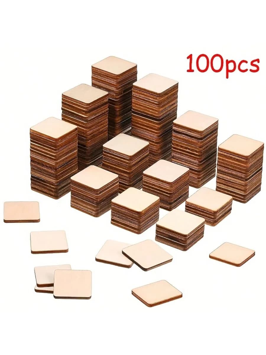 100 Pezzi Blocchi Quadrati in Legno Trucioli di Legno (25mm/1 pollice) Trucioli di Legno Vuoti ad Angolo Quadrato Rotondo per Trucioli di Legno Quadrati Fai da Te per Craf