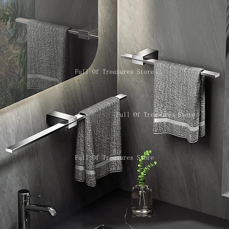 Portasciugamani nero da appendere al WC, non perforato, semplice e creativo, asta portasciugamani allungabile, portasciugamani in acciaio inossidabile