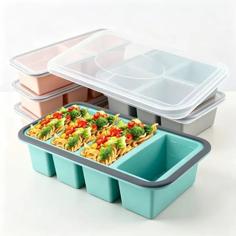 Silicone Freezer Molds with Lid，Soup Ice Cube Trays Large Food Storage Container for Meal Prep, Freezing Sauces,Broth, Leftovers