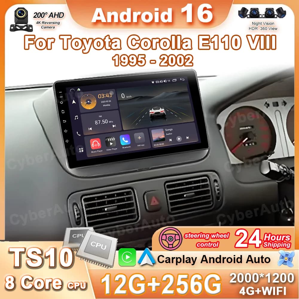 Per Toyota Corolla E110 VIII 1995-2002 RHD Autoradio Stereo Multimedia DSP Lettore GPS Wireles Carplay Android Auto Tooch Schermo