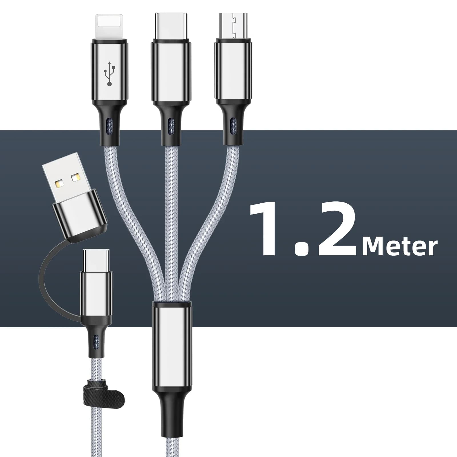 Cavo di Ricarica 3 in 1 Multiporta USB, Cavo di Ricarica Multiplo Tipo C Micro per iPhone 14 13 12 Huawei