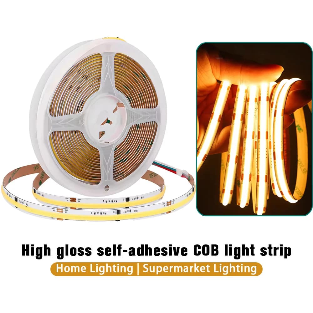 10m LED Strip Lights Linear Dimmable 24V COB LED High Density Flexible Tape Ribbon 3000K 4000K & 6500K for Room Decor