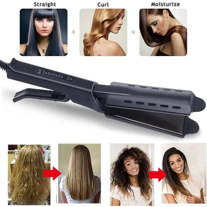 Piastra per capelli in ferro piatto ionico a piastra larga Temperatura regolabile Piastra per capelli professionale a 4 marce